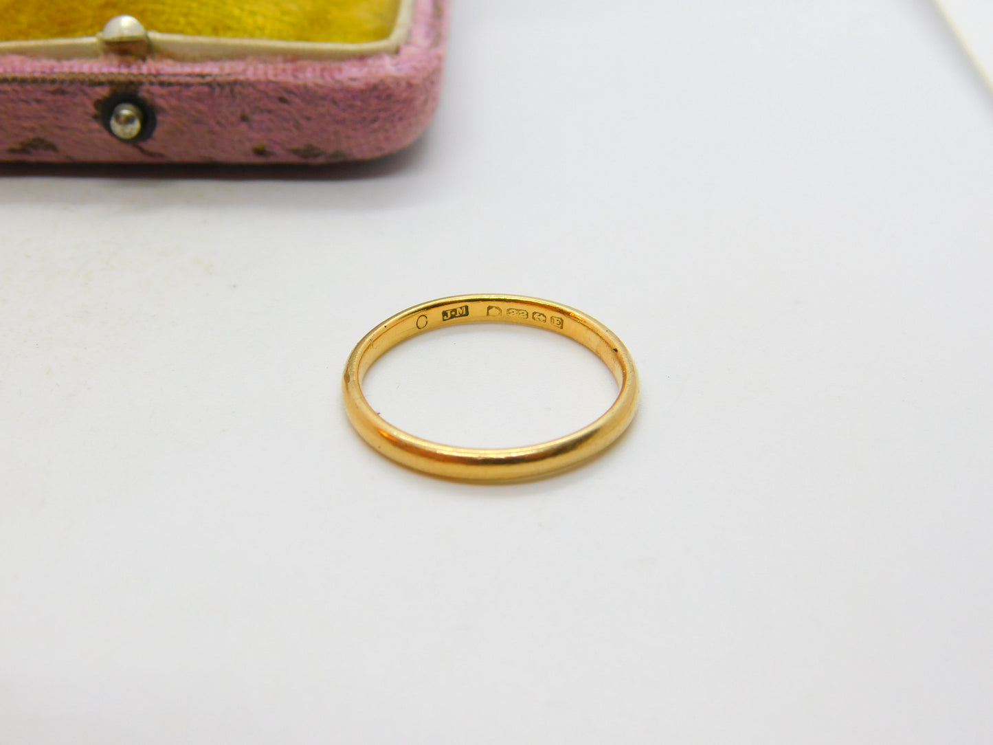 22ct Yellow Gold Wedding Band Ring Antique 1929 Birmingham Size U 1/2 UK