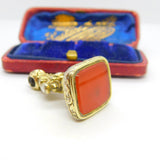 Victorian Sterling Silver Gilt & Carnelian Set Ornate Fob Seal Pendant c1860