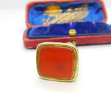 Victorian Sterling Silver Gilt & Carnelian Set Ornate Fob Seal Pendant c1860