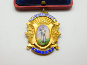 Sterling Silver Gilt & Enamel 'Phrygian Lodge' Masonic Fob Pendant Antique c1913