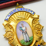 Sterling Silver Gilt & Enamel 'Phrygian Lodge' Masonic Fob Pendant Antique c1913