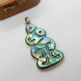 Australian Sterling Silver & Abalone Tiki Charm Pendant Antique c1930 Art Deco
