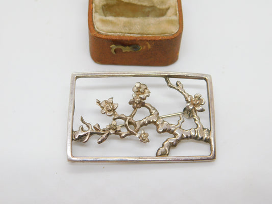 Modernist Sterling Silver Spring Floral Blossom Brooch Vintage c1990 Birmingham