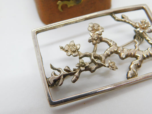 Modernist Sterling Silver Spring Floral Blossom Brooch Vintage c1990 Birmingham