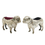 Edwardian Pair of Sterling Silver Bulldog Novelty Pin Cushions Antique 1906 Birmingham