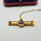 Victorian 15ct Yellow Gold, Ivy Leaf & Carnelian Sweetheart Brooch Antique c1890