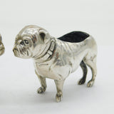 Edwardian Pair of Sterling Silver Bulldog Novelty Pin Cushions Antique 1906 Birmingham