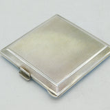 Sterling Silver & Blue Guilloche Enamel Mirror Compact Antique 1946 Chester Deco