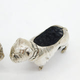 Edwardian Pair of Sterling Silver Bulldog Novelty Pin Cushions Antique 1906 Birmingham
