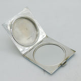 Sterling Silver & Blue Guilloche Enamel Mirror Compact Antique 1946 Chester Deco