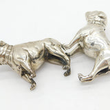 Edwardian Pair of Sterling Silver Bulldog Novelty Pin Cushions Antique 1906 Birmingham