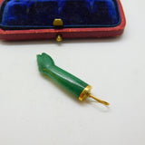 18ct Gold & Carved Jade Hardstone Figa Hand Pendant Antique c1940 Deco