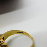 9ct Yellow Gold, Cabochon Opal & Emerald Statement Ring 1993 Birmingham