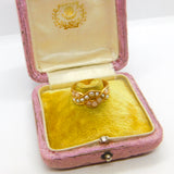 Victorian 18ct Yellow Gold, Seed Pearl & Coral Bead Crossover Ring c1860 Antique