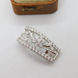 14ct White Gold & CZ Set Floral Sparkling Drop Pendant Vintage c1990