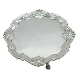 George II Sterling Silver Heraldic Crest Salver Dish Antique 1752 London