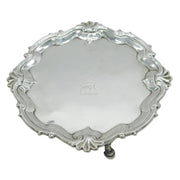 George II Sterling Silver Heraldic Crest Salver Dish Antique 1752 London