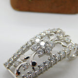 14ct White Gold & CZ Set Floral Sparkling Drop Pendant Vintage c1990