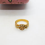Victorian 18ct Yellow Gold, Seed Pearl & Coral Bead Crossover Ring c1860 Antique