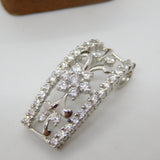 14ct White Gold & CZ Set Floral Sparkling Drop Pendant Vintage c1990