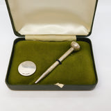 Boxed Sterling Silver Golf Putting Ball Marker Golf Tee Vintage 1977 Birmingham