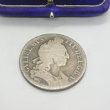 King William III Sterling Silver Crown Coin Antique c1696 Fair Condition