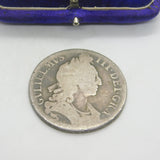 King William III Sterling Silver Crown Coin Antique c1696 Fair Condition