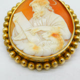Victorian 9ct Gold Mounted Jesus & the Lamb Cameo Brooch Antique c1850