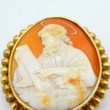 Victorian 9ct Gold Mounted Jesus & the Lamb Cameo Brooch Antique c1850