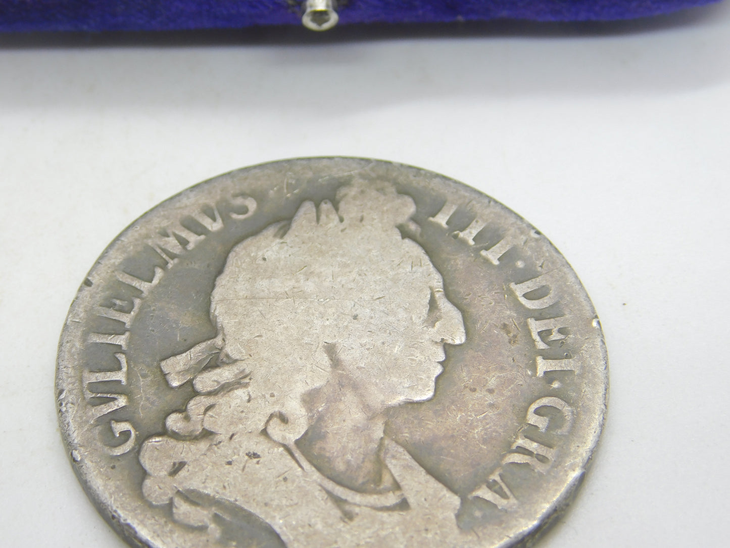 King William III Sterling Silver Crown Coin Antique c1696 Fair Condition