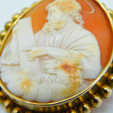 Victorian 9ct Gold Mounted Jesus & the Lamb Cameo Brooch Antique c1850