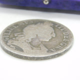 King William III Sterling Silver Crown Coin Antique c1696 Fair Condition