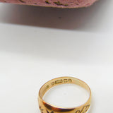 Edwardian 9ct Yellow Gold, Sapphire & Diamond Boat Ring 1910 Birmingham Antique