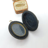 Large Victorian Carved Vulcanite Cameo Mourning Locket Antique c1860