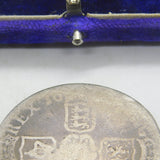 King William III Sterling Silver Crown Coin Antique c1696 Fair Condition