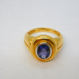 18ct Yellow Gold 2ct Tanzanite Set Dress Ring Vintage c1990 Size M UK