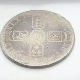 King William III Sterling Silver Crown Coin Antique c1696 Fair Condition