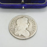 King Charles II Sterling Silver Crown Coin Antique 1677 Fair Condition