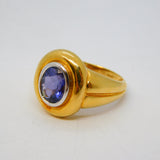 18ct Yellow Gold 2ct Tanzanite Set Dress Ring Vintage c1990 Size M UK