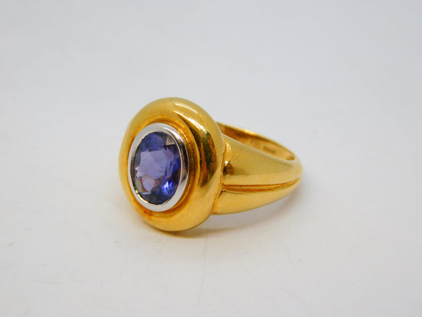 18ct Yellow Gold 2ct Tanzanite Set Dress Ring Vintage c1990 Size M UK