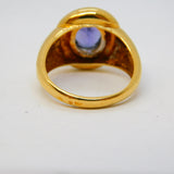 18ct Yellow Gold 2ct Tanzanite Set Dress Ring Vintage c1990 Size M UK