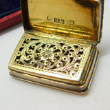 Nathaniel Mills Victorian Sterling Silver Floral Vinaigrette 1840 Birmingham
