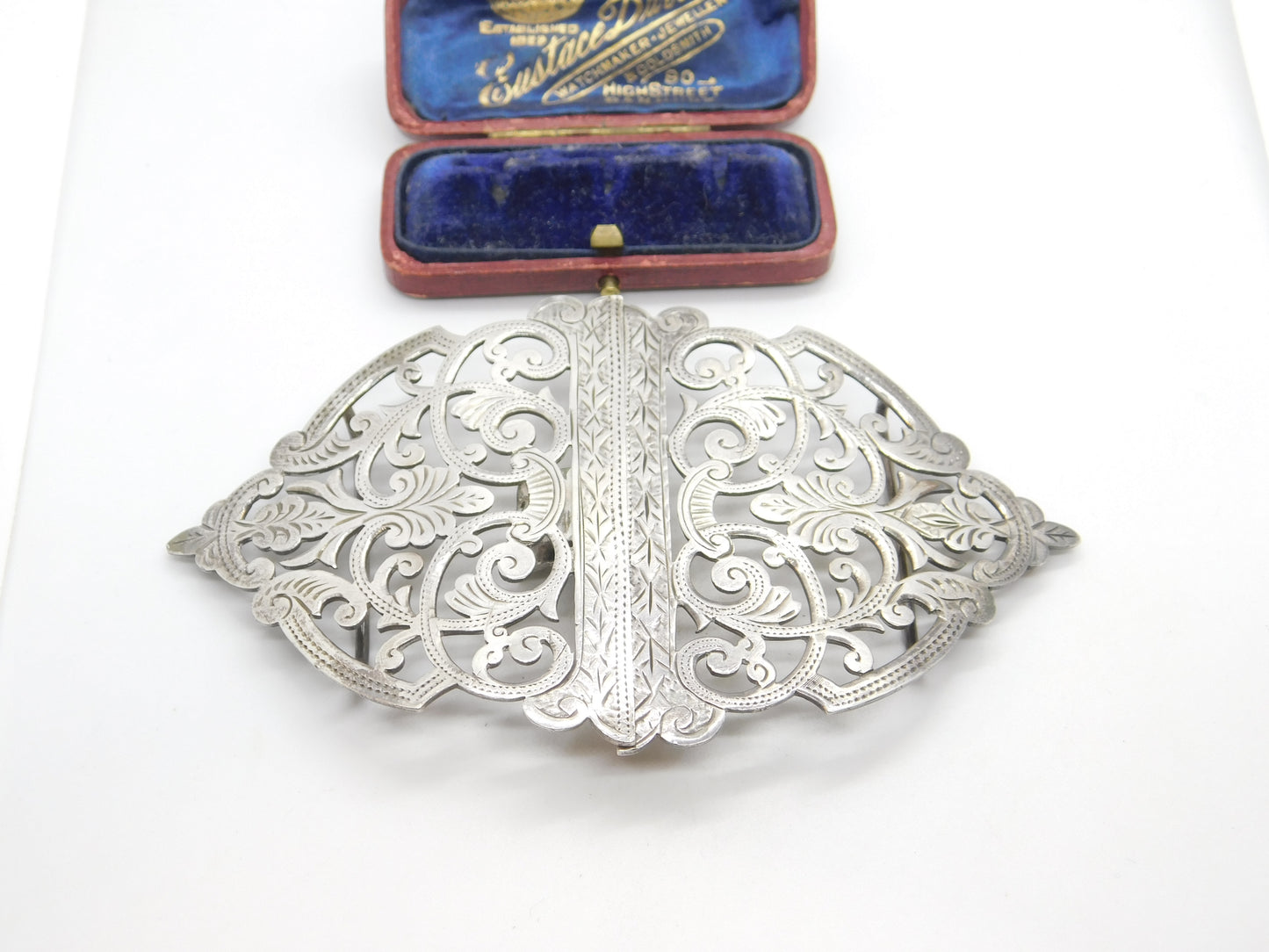 Victorian Sterling Silver Floral Pattern Nurse's Belt Buckle 1888 Birmingham