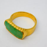20th Century Chinese 24ct Yellow Gold Green Jade Panel Dress Ring Antique c1920
