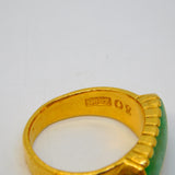 20th Century Chinese 24ct Yellow Gold Green Jade Panel Dress Ring Antique c1920