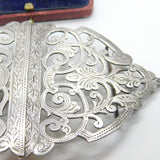 Victorian Sterling Silver Floral Pattern Nurse's Belt Buckle 1888 Birmingham
