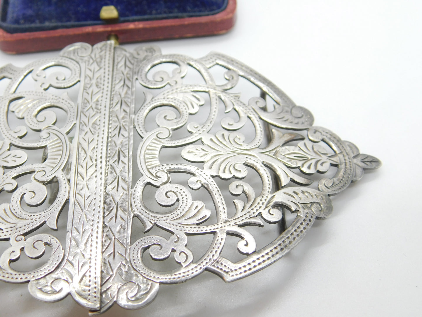 Victorian Sterling Silver Floral Pattern Nurse's Belt Buckle 1888 Birmingham