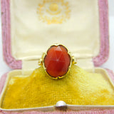 French 18ct Yellow Gold & Faceted Carnelian Signet Ring Antique c1900 Victorian