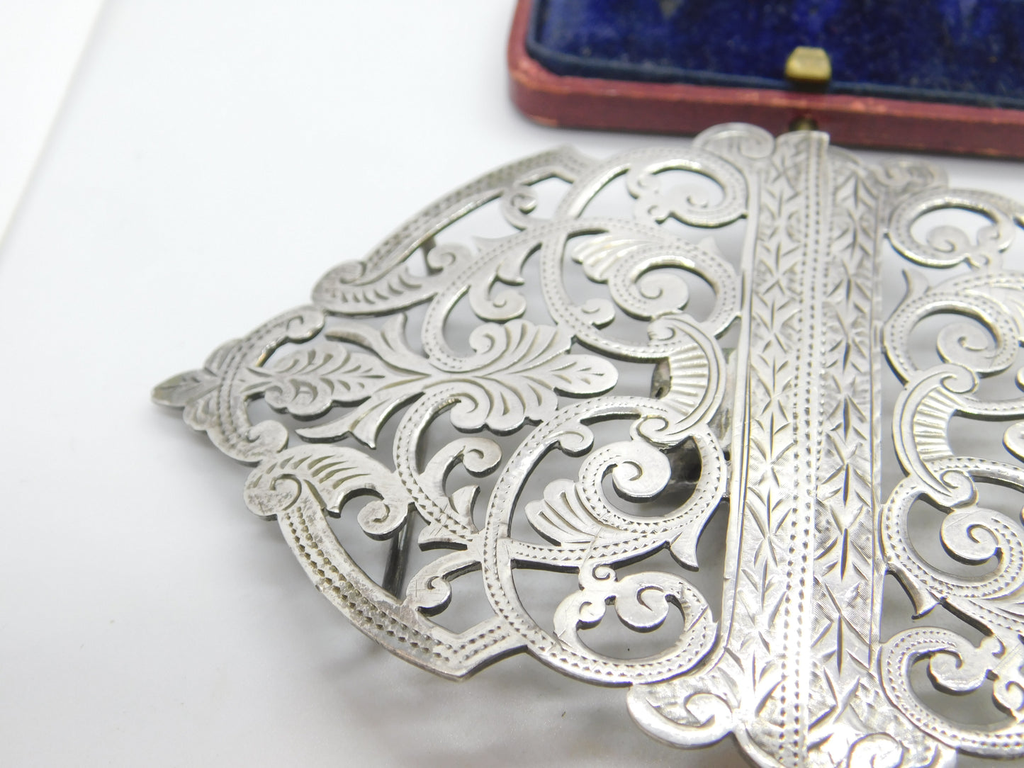 Victorian Sterling Silver Floral Pattern Nurse's Belt Buckle 1888 Birmingham