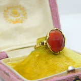 French 18ct Yellow Gold & Faceted Carnelian Signet Ring Antique c1900 Victorian